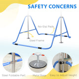 HOMCOM Kids Gymnastic Bar with Adjustable Height & Foldable Steel Frame – Training Bar for Ages 3+, Blue