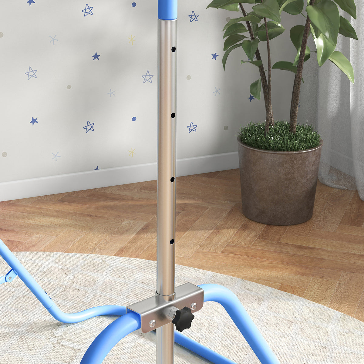 HOMCOM Kids Gymnastic Bar with Adjustable Height & Foldable Steel Frame – Training Bar for Ages 3+, Blue