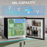 HOMCOM 46L Countertop Mini Fridge with Chiller Box & Reversible Door – Bedroom, Office, Silver