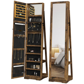 HOMCOM swivel jewellery cabinet with mirror