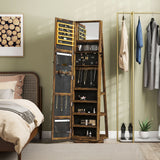 HOMCOM Lockable Swivel Jewellery Cabinet with Full-Length Mirror – 360° Bedroom Storage