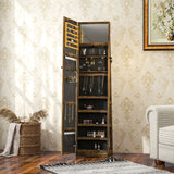 HOMCOM Lockable Swivel Jewellery Cabinet with Full-Length Mirror – 360° Bedroom Storage