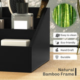 HOMCOM Bamboo Desk Organiser with 2 Drawers and 7 Compartments – Office Supplies Storage Caddy, Black