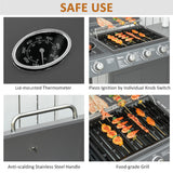 Outsunny 3+1 Burner Gas BBQ Grill with Side Burner & Warming Rack – Patio Barbecue with Cabinet, Grey