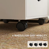 HOMCOM Mobile Vertical Filing Cabinet with 5 Drawers and Wheels – Home Office Storage, White