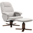 Light grey swivel recliner with footstool