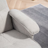 HOMCOM Swivel Recliner Chair with Footstool & Wooden Base – Scandi Linen-Look Armchair, Light Grey