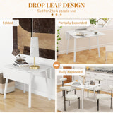 HOMCOM Extendable Drop Leaf Kitchen Table for 2–4 with Pine Wood Frame – Space-Saving Dining Table, White