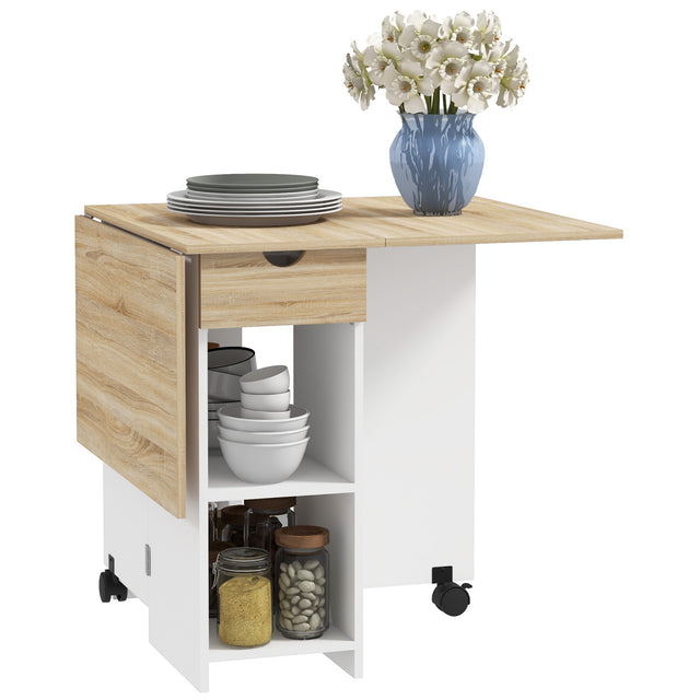 HOMCOM oak drop leaf dining table