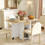 HOMCOM Foldable Drop Leaf Dining Table with Storage – Space-Saving Kitchen Table for 4, Oak
