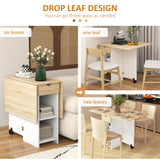 HOMCOM Foldable Drop Leaf Dining Table with Storage – Space-Saving Kitchen Table for 4, Oak