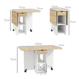 HOMCOM Foldable Drop Leaf Dining Table with Storage – Space-Saving Kitchen Table for 4, Oak