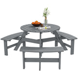 Outsunny 6-Person Fir Wood Patio Table & Bench Set with Parasol Hole – Garden Dining, Grey
