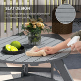 Outsunny 6-Person Fir Wood Patio Table & Bench Set with Parasol Hole – Garden Dining, Grey