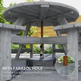 Outsunny 8-Seat Wooden Picnic Table with Benches & Parasol Hole – Fir Wood Garden Dining Set, Grey