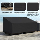 Outsunny 3 Seater Garden Sofa Cover – Waterproof 600D Oxford Fabric Rain Protector with Fixing Straps, Black