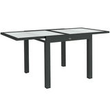 Outsunny Extendable Outdoor Dining Table with Tempered Glass Top, 80–160cm – Aluminium Patio Table, Black/Clear