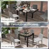 Outsunny Extendable Outdoor Dining Table with Tempered Glass Top, 80–160cm – Aluminium Patio Table, Black/Clear