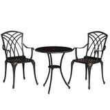 Outsunny 3-Piece Cast Aluminium Bistro Set with Parasol Hole, 2 Chairs & Round Table – Bronze