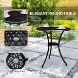 Outsunny 3-Piece Cast Aluminium Bistro Set with Parasol Hole, 2 Chairs & Round Table – Bronze