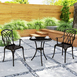 Outsunny 3-Piece Cast Aluminium Bistro Set with Parasol Hole, 2 Chairs & Round Table – Bronze