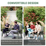 Outsunny Convertible 3-Seater Wooden Garden Bench with Fold-Down Table and Armrests – Fir Wood Outdoor Seating, Grey