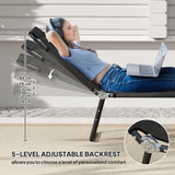 Outsunny 2-Pack Reclining Chaise Lounges with 5-Level Backrest & Steel Frame – Portable Sun Loungers, Black