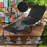 Outsunny 2-Pack Reclining Chaise Lounges with 5-Level Backrest & Steel Frame – Portable Sun Loungers, Black