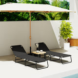 Outsunny 2-Pack Reclining Chaise Lounges with 5-Level Backrest & Steel Frame – Portable Sun Loungers, Black