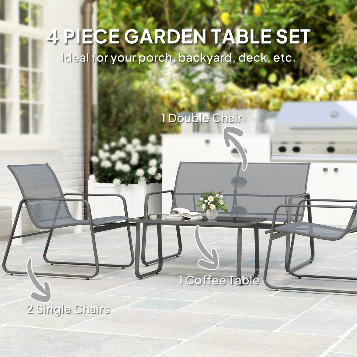 Outsunny Patio Sofa Set texteline fabric close-up