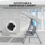 Outsunny 3-Person Porch Swing Bench with Adjustable Canopy, Steel Frame & Removable Cushion – Light Grey