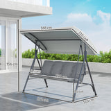 Outsunny 3-Person Porch Swing Bench with Adjustable Canopy, Steel Frame & Removable Cushion – Light Grey