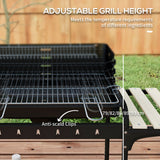Outsunny Charcoal BBQ Grill Trolley with 5-Level Adjustable Height, Ash Catcher & Warming Rack – Black