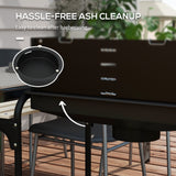 Outsunny Charcoal BBQ Grill Trolley with 5-Level Adjustable Height, Ash Catcher & Warming Rack – Black