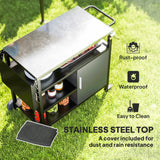 Outsunny Stainless Steel Outdoor BBQ Trolley with Foldable Side Table, Shelves & Gas Cylinder Storage, Black