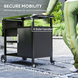 Outsunny Stainless Steel Outdoor BBQ Trolley with Foldable Side Table, Shelves & Gas Cylinder Storage, Black