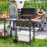 Outsunny Charcoal BBQ Grill with Warming Rack, Thermometer, Side Shelves & Wheels – Garden Barbecue