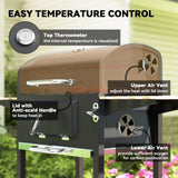 Outsunny Charcoal BBQ Grill with Warming Rack, Thermometer, Side Shelves & Wheels – Garden Barbecue