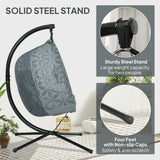 Outsunny Double Hanging Swing Chair with Stand & Cup Holders – 2-Seater Garden Hammock Chair, Charcoal Grey
