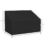 Outsunny 2 Seater Garden Sofa Cover – Waterproof 600D Oxford Fabric Rain Protector with Fixing Straps, Black
