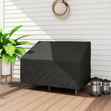 Outsunny 2 Seater Garden Sofa Cover – Waterproof 600D Oxford Fabric Rain Protector with Fixing Straps, Black