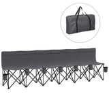 Outsunny 6 Seater Folding Bench Camping Chair with Cup Holders & Carry Case – Team Seating, Charcoal Grey