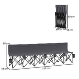 Outsunny 6 Seater Folding Bench Camping Chair with Cup Holders & Carry Case – Team Seating, Charcoal Grey