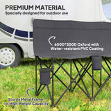 Outsunny 6 Seater Folding Bench Camping Chair with Cup Holders & Carry Case – Team Seating, Charcoal Grey