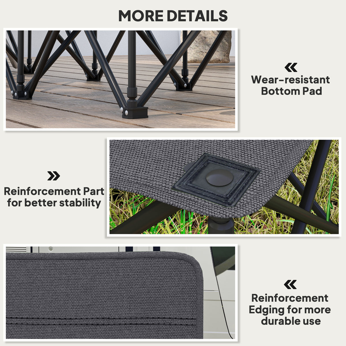 Outsunny 6 Seater Folding Bench Camping Chair with Cup Holders & Carry Case – Team Seating, Charcoal Grey