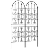 Outsunny Set of 2 Metal Garden Trellis Panels – Scrollwork Climbing Plant Support, 150 x 50cm, Black