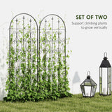Outsunny Set of 2 Metal Garden Trellis Panels – Scrollwork Climbing Plant Support, 150 x 50cm, Black