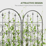 Outsunny Set of 2 Metal Garden Trellis Panels – Scrollwork Climbing Plant Support, 150 x 50cm, Black