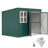 Outsunny 8.5 x 6ft Galvanised Steel Garden Shed with Double Doors, Lock & Foundation Kit – Green