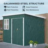 Outsunny 8.5 x 6ft Galvanised Steel Garden Shed with Double Doors, Lock & Foundation Kit – Green